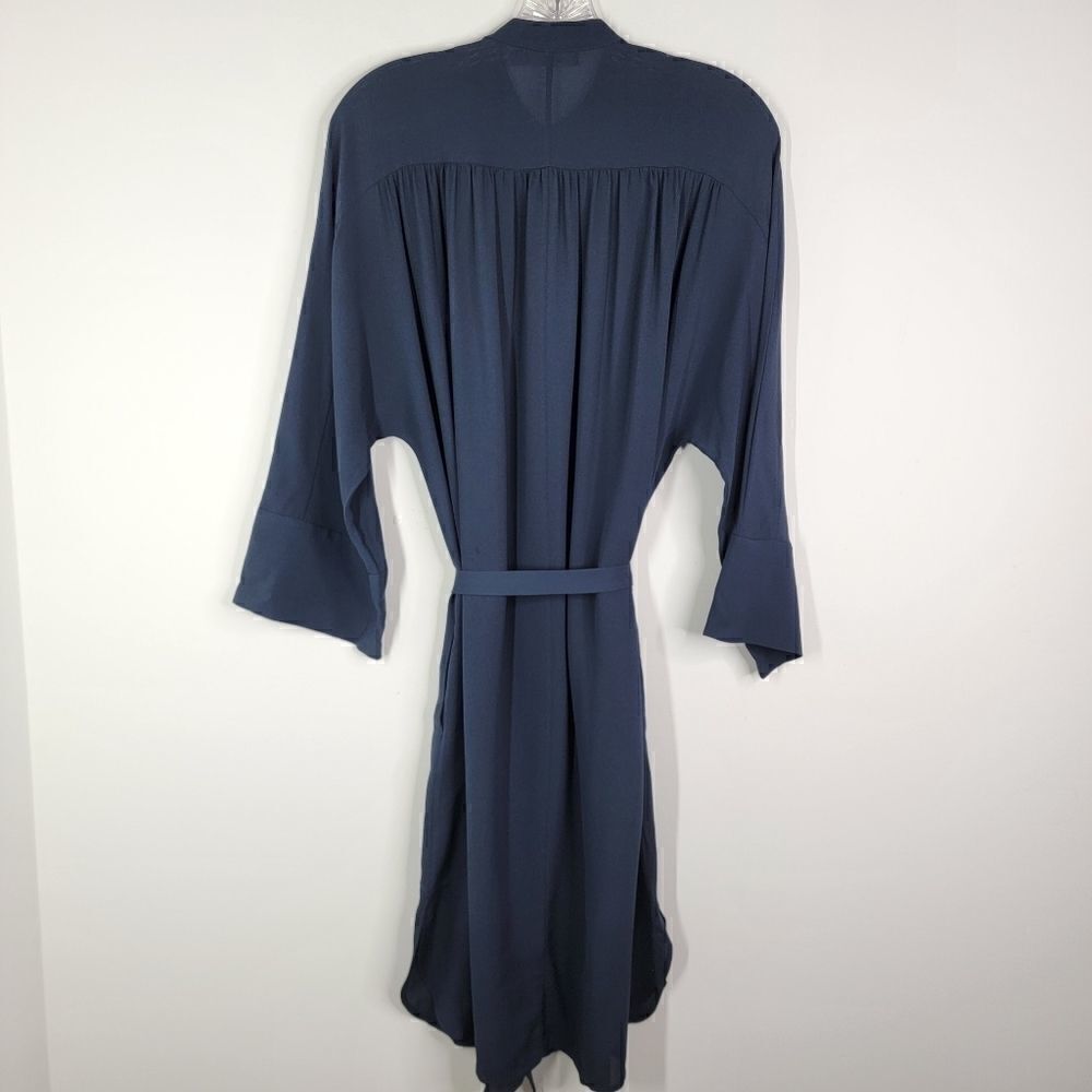 VINCE Silk Shirred Belted Shirtdress Coastal Blue Size Small - Picture 13 of 13